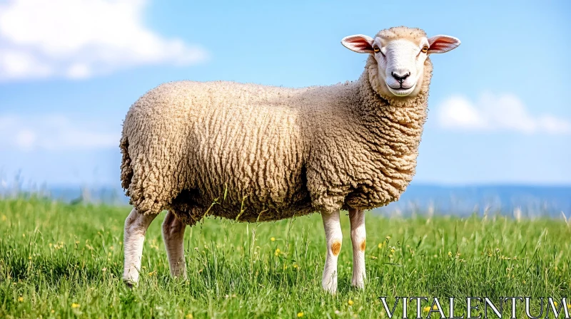 Woolly Sheep in Green Field