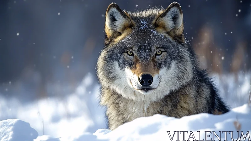 AI ART Winter Wolf in Pristine Snow