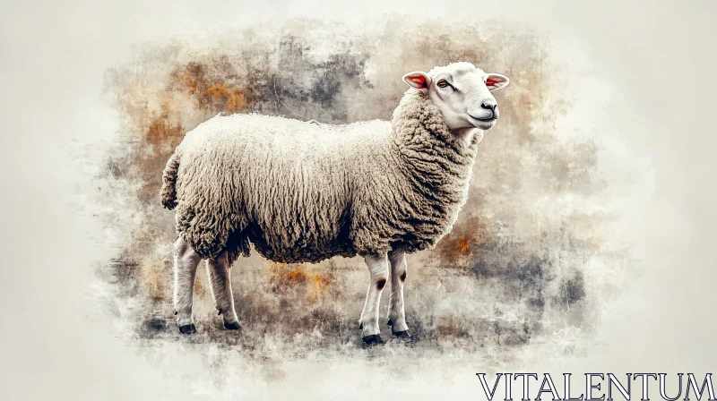 AI ART Tranquil Sheep with Wool Details