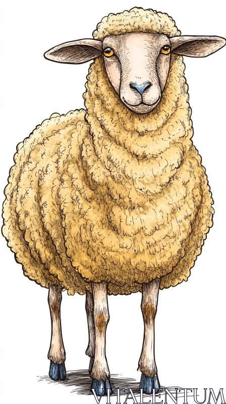 AI ART Artistic Sheep Rendering with Curly Wool