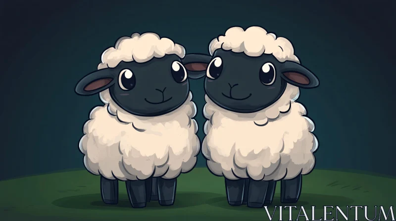 AI ART Cute Cartoon Sheep Art