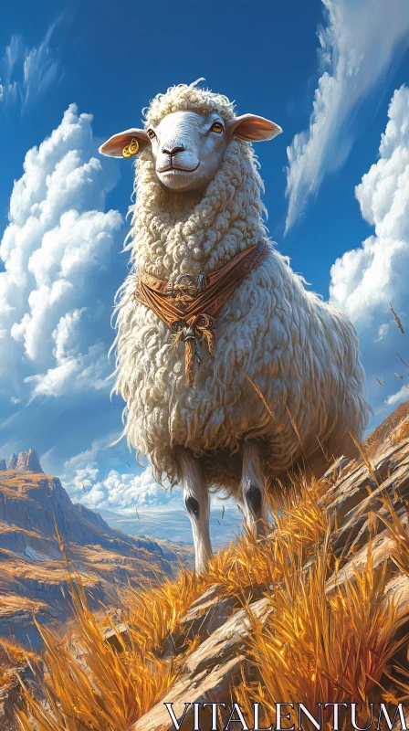 AI ART Sheep Amidst Mountainous Beauty