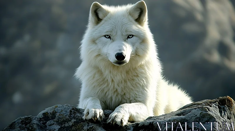 AI ART Serene White Wolf in Nature