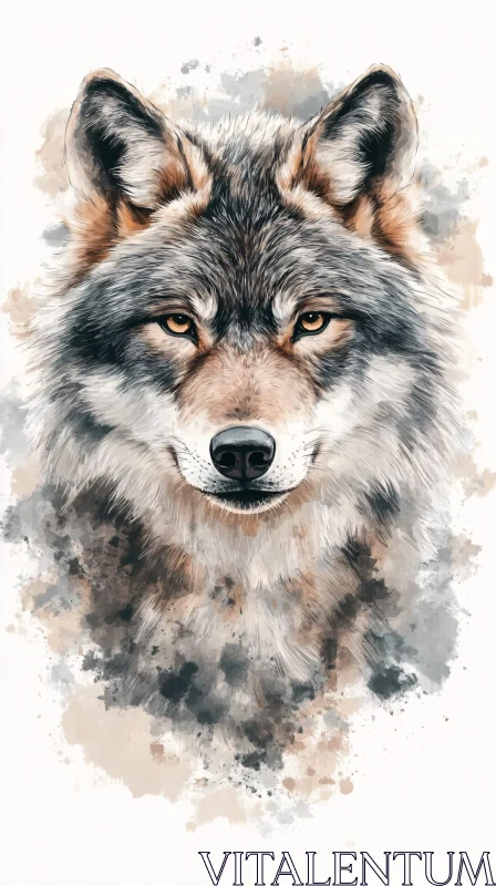 AI ART Majestic Wolf Art in Watercolor Style