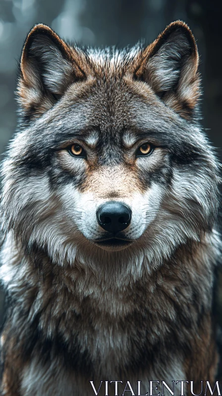 AI ART Close-Up of a Wolf in the Wild