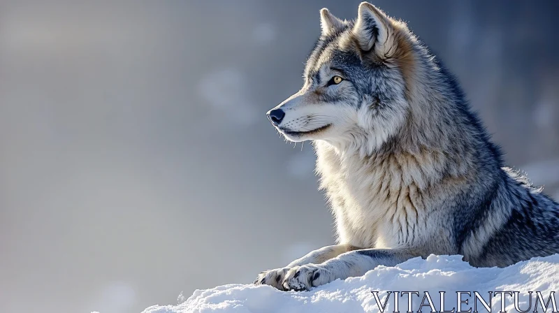 AI ART Resting Wolf in Winter