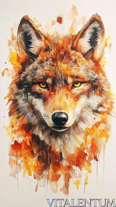 AI ART Vivid Fox Watercolor Painting