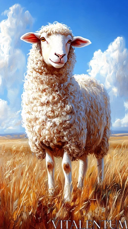 AI ART Pastoral Sheep in Golden Fields