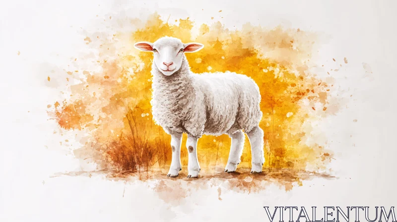 AI ART Serene Sheep Watercolor