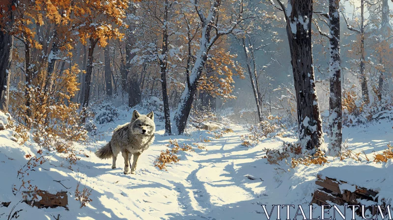 AI ART Winter Forest Wolf