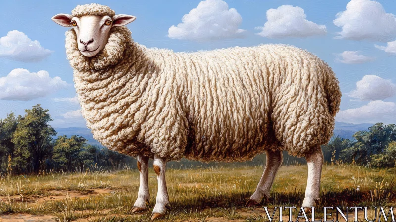 AI ART Serene Sheep in Countryside