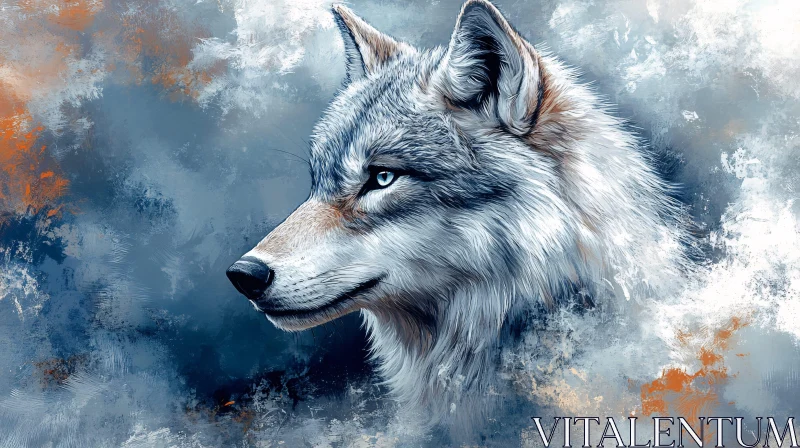 AI ART Digital Wolf Art with Blue Hues