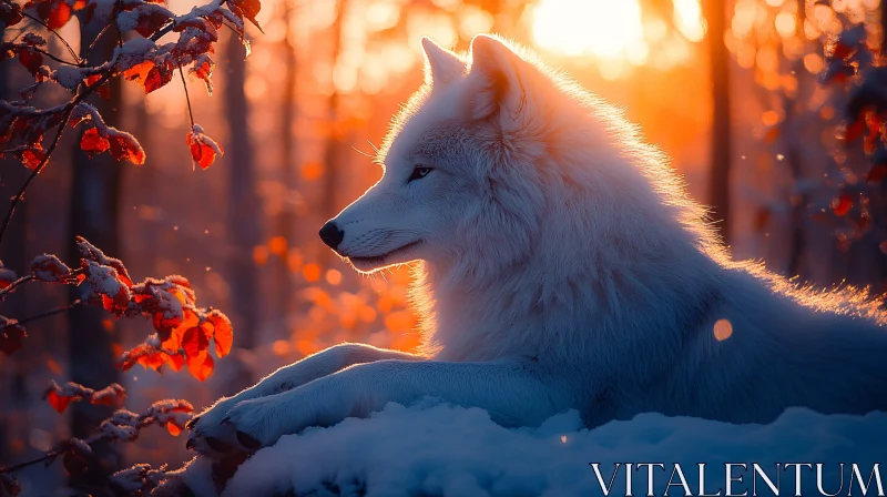 AI ART Majestic Wolf at Sunset