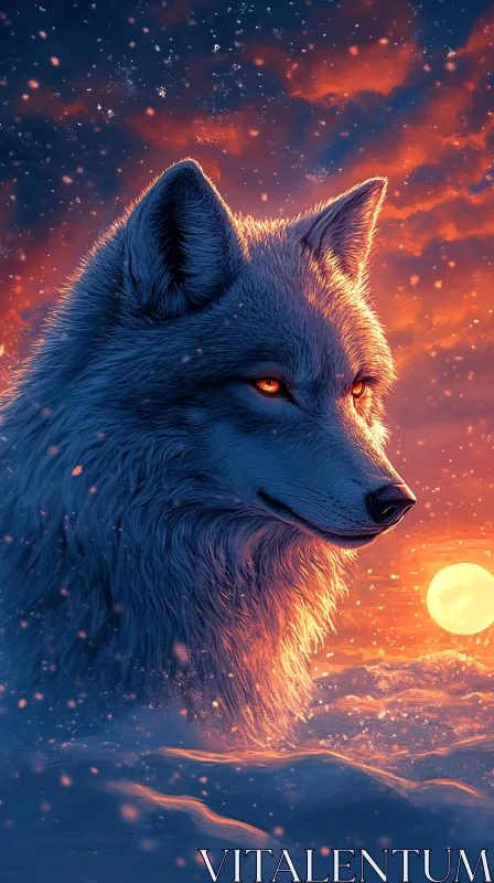 Luminous Eyes of the Night Wolf AI Image