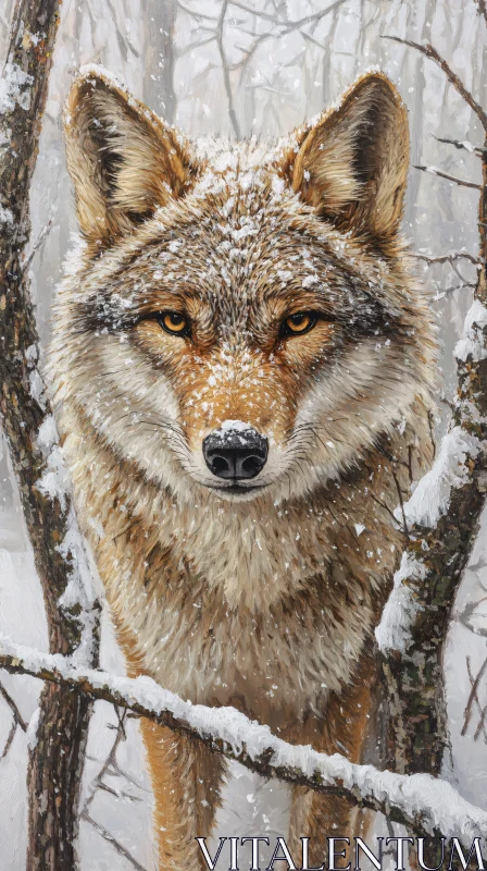 AI ART Wild Wolf in Winter Habitat