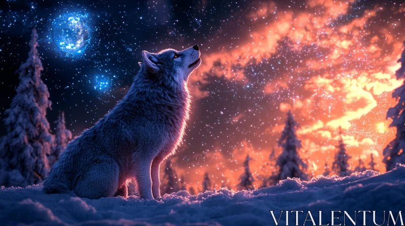 AI ART Starry Night Wolf