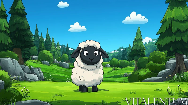 AI ART Adorable Animated Sheep Landscape