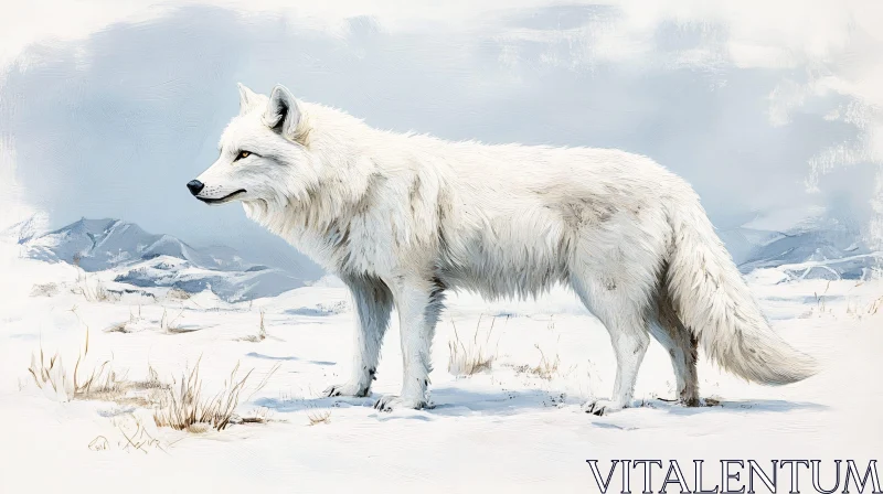 AI ART White Wolf in Arctic Landscape