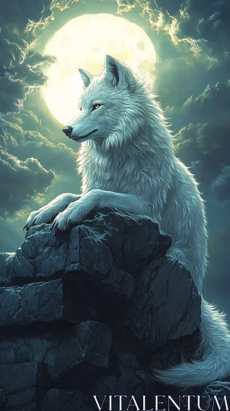 Majestic Wolf and Full Moon