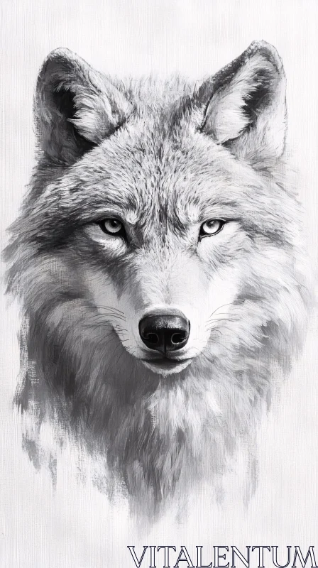 AI ART Monochrome Wolf Portrait Artwork