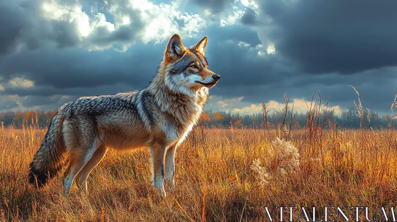 AI ART Wild Fox in Expansive Grassland