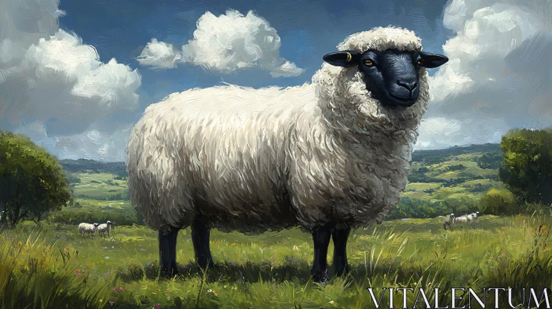 AI ART Sheep in Lush Pastoral Setting