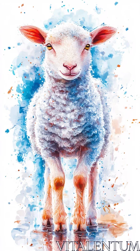 AI ART Colorful Sheep Watercolor Painting