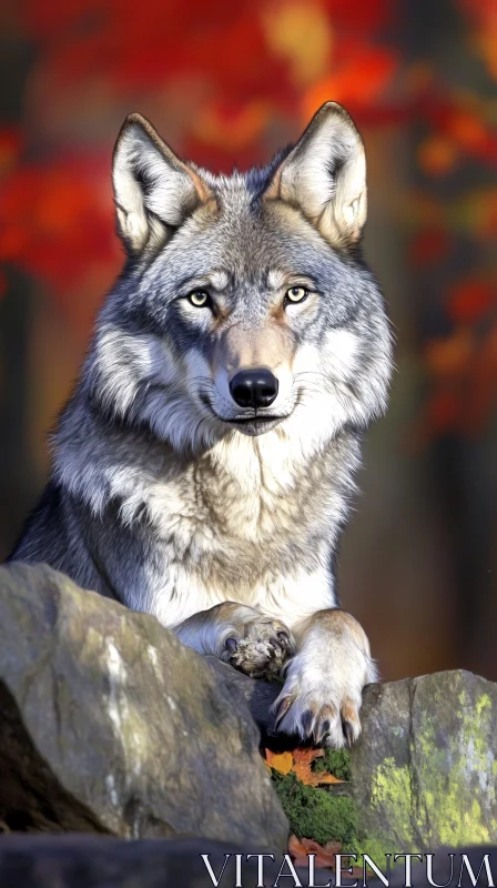 Wolf Against Autumn Backdrop AI Image