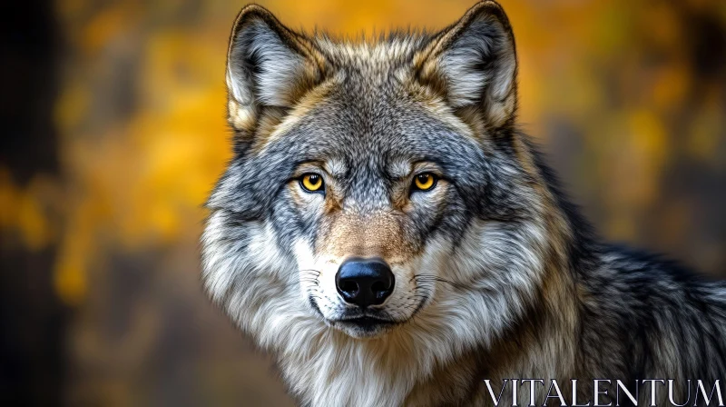 AI ART Wild Wolf with Intense Yellow Eyes