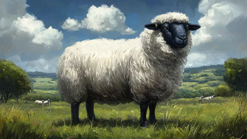 Sheep in Lush Pastoral Setting