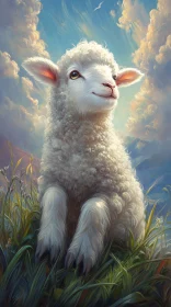 Lamb in Tranquil Meadow