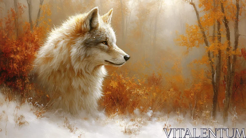 AI ART Graceful Wolf Amidst Fall Colors