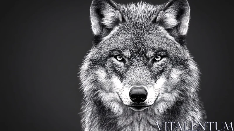 AI ART Majestic Wolf Monochrome Photograph