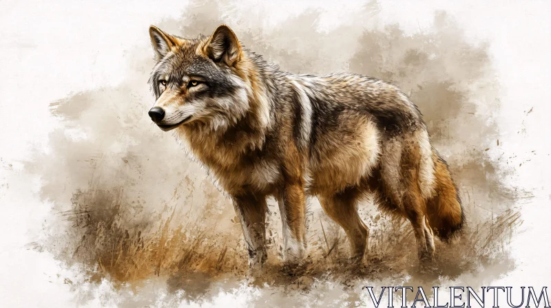 AI ART Majestic Wolf Painting in Natural Hues