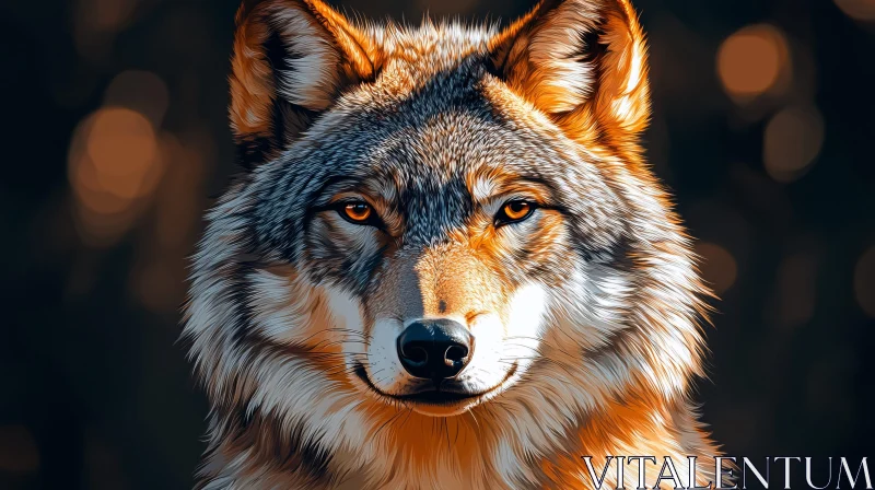 AI ART Majestic Wolf Face Close-up