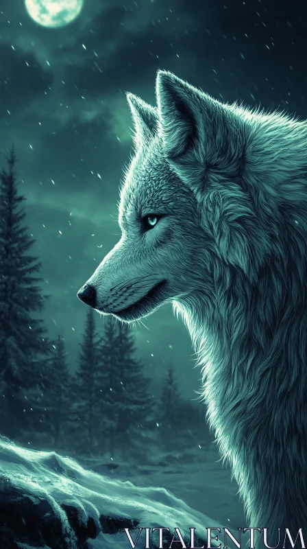 AI ART Lone Wolf in Snowy Wilderness