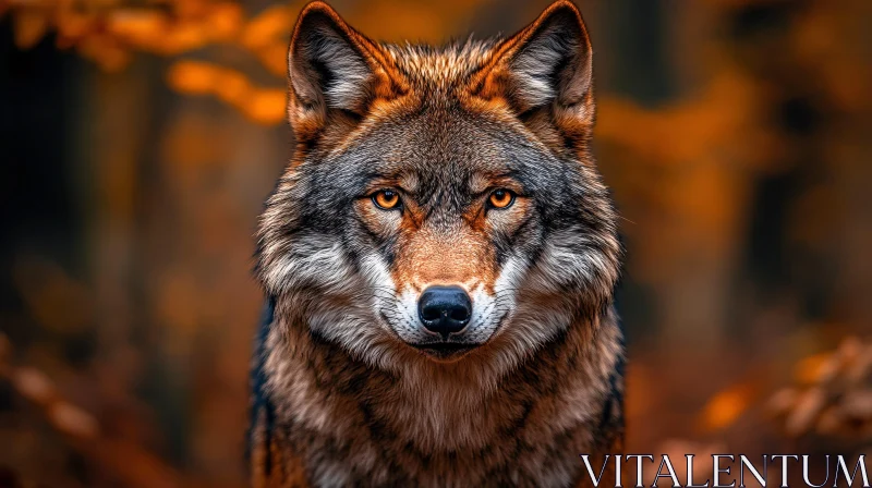 AI ART Wolf Portrait in Autumn