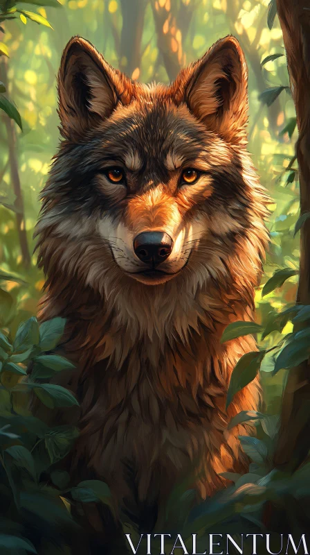 AI ART Wolf Among the Trees