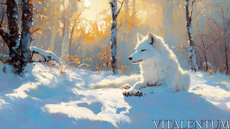 Serene Wolf in Snowy Woods