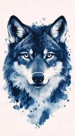 Mystical Blue Wolf Painting