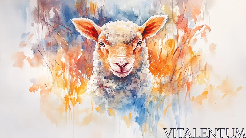 AI ART Colorful Sheep Watercolor Painting