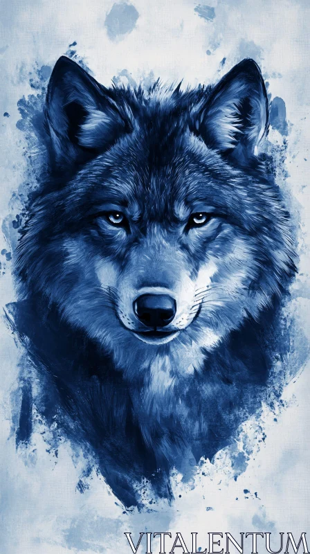 AI ART Blue Wolf Painting