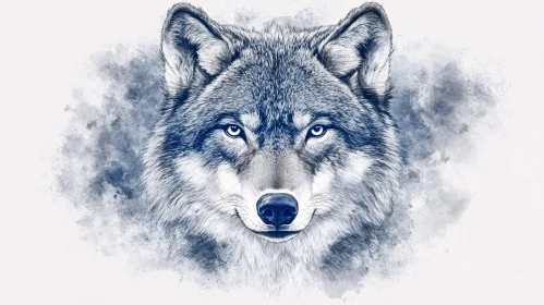 Majestic Wolf in Blue Tones