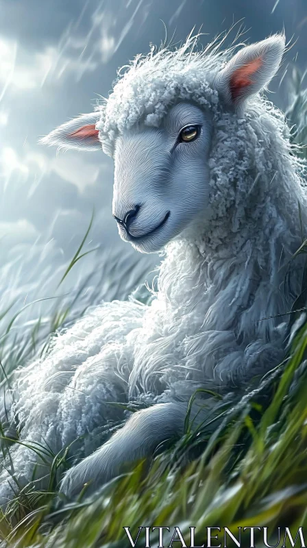 AI ART Peaceful Lamb Amidst Nature