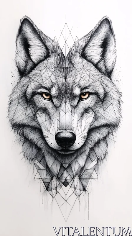 AI ART Artistic Wolf Illustration