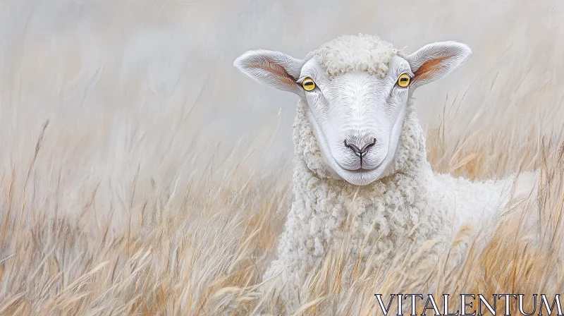 Tranquil Sheep Portrait AI Image