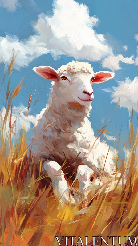 AI ART Serene Pastoral Sheep Art