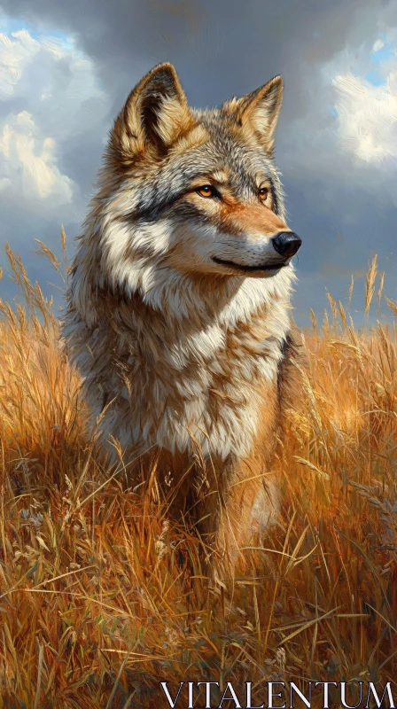 AI ART Wild Wolf Portrait in Natural Setting