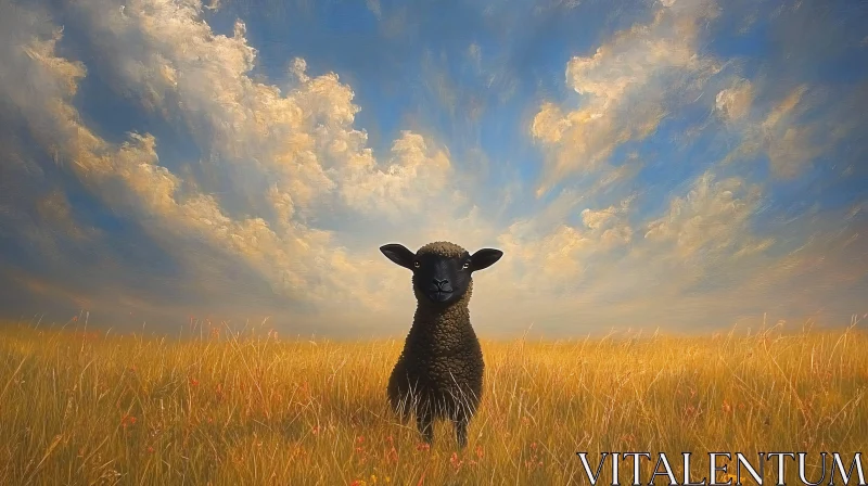 AI ART Pastoral Scene of Sheep and Clouds