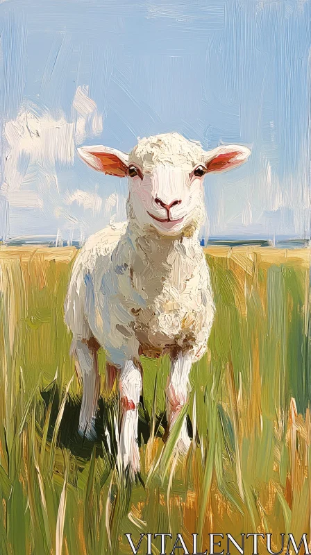 AI ART Whimsical Sheep in a Sunlit Field